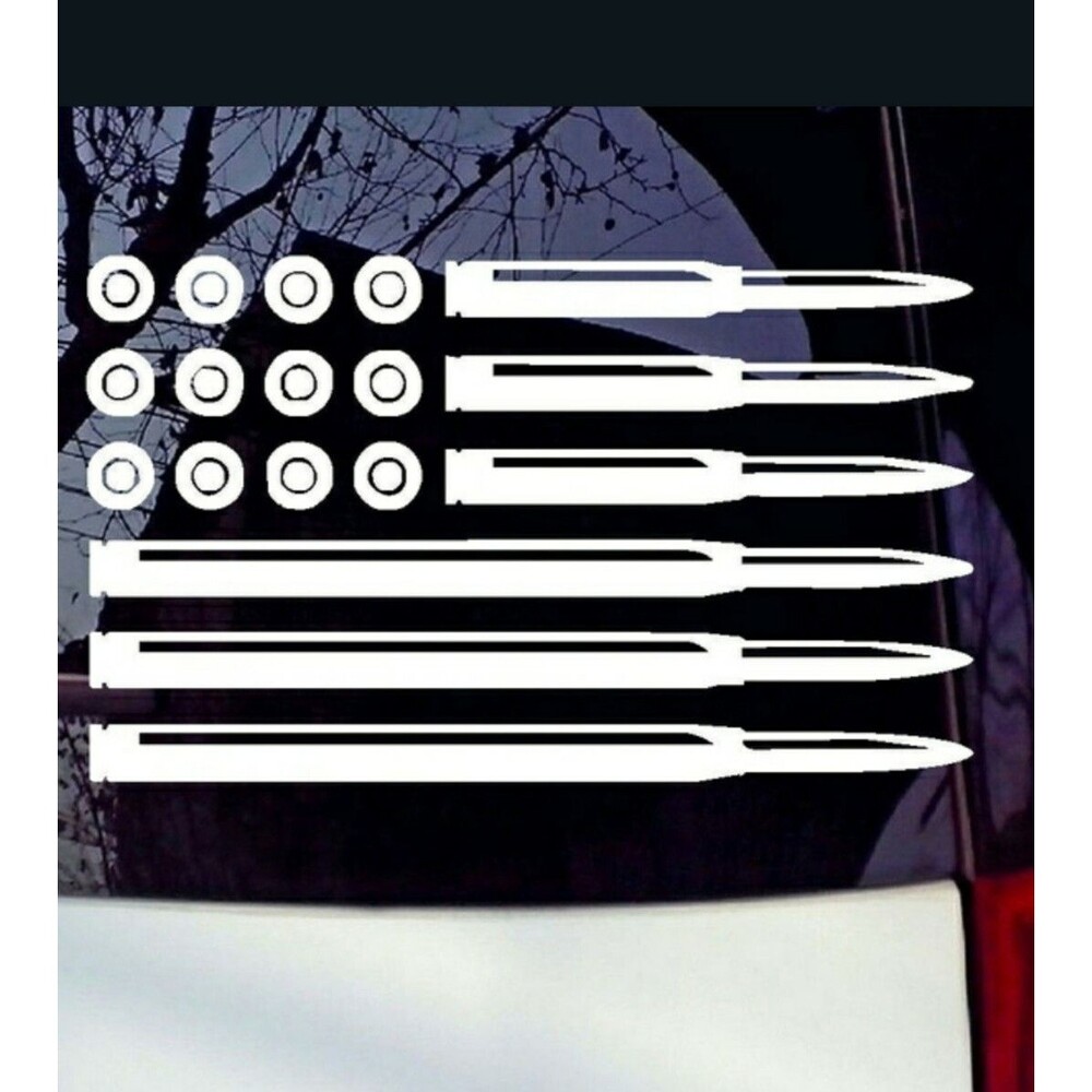 Bullet American Flag Decal 6"x3.7" Available in White or Black